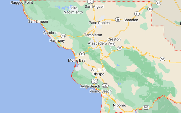 A map of the state of california with all its towns and cities.